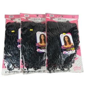 Mayde Beauty 3X Waterfall Locs 12" Crochet Braiding Hair Color 2x1 1x1B